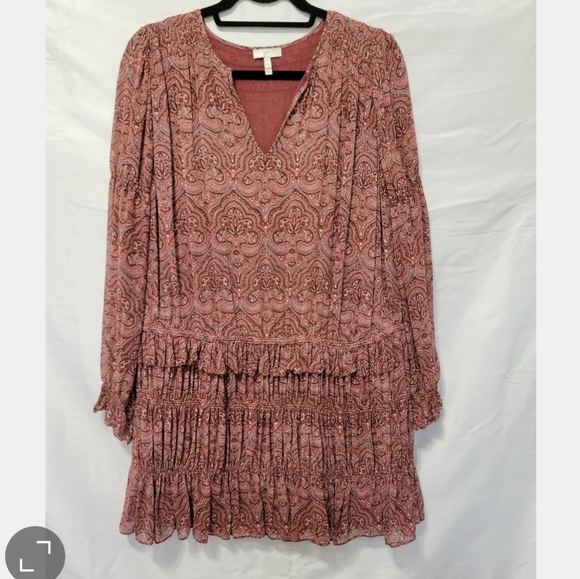 Joie Snow Port Wine Silk Paisley Boho mini dress Whimsical Forestfairy Grunge - Picture 3 of 11